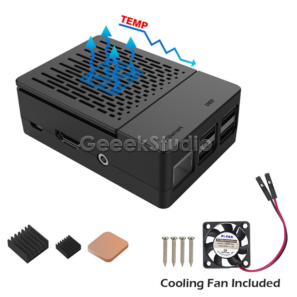 ABS Case Enclosure Cover Kit With Heatsink Cooling fan For Raspberry Pi 3B+/3/2B
