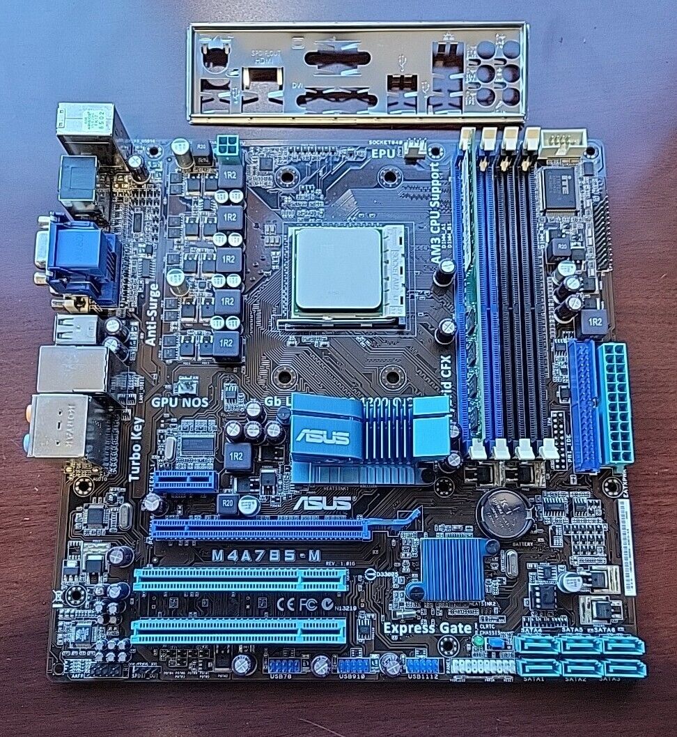 Asus M4A785-M Motherboard with CPU RAM I/O Shield