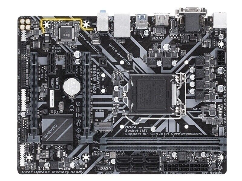 For GIGABYTE B360M HD3 motherboard LGA1151 DDR4 32G HDMI+DVI+VGA M-ATX Tested ok