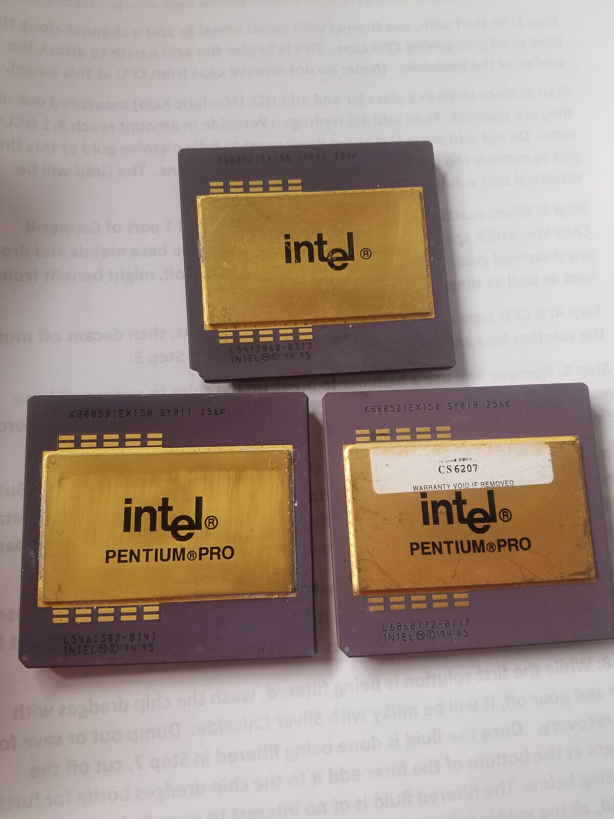 Rare Pentium Pro Processors - Early EX150\'s, One without Pentium Pro
