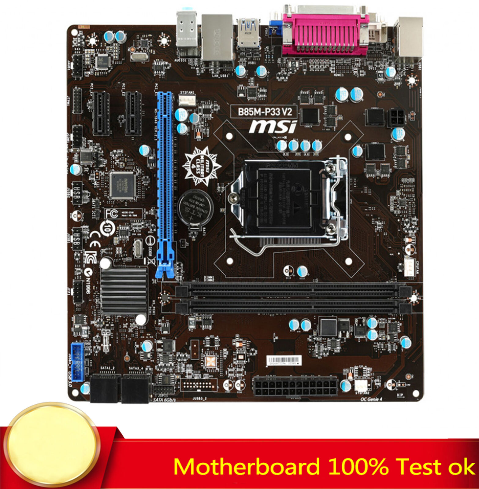 FOR MSI B85M-P33 V2 Motherboard Supports 4590K DDR3 32G VGA+DVI 100% Test Work