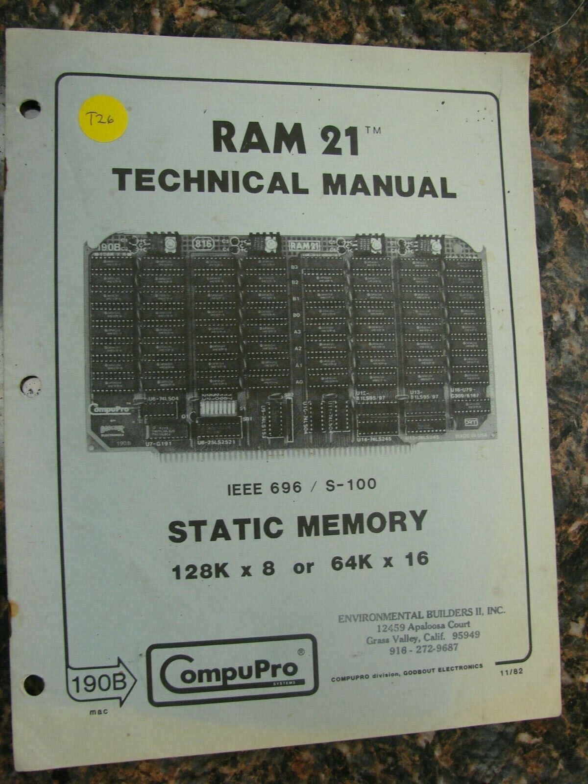 Vintage RAM 21 Technical Manual CompuPro Systems