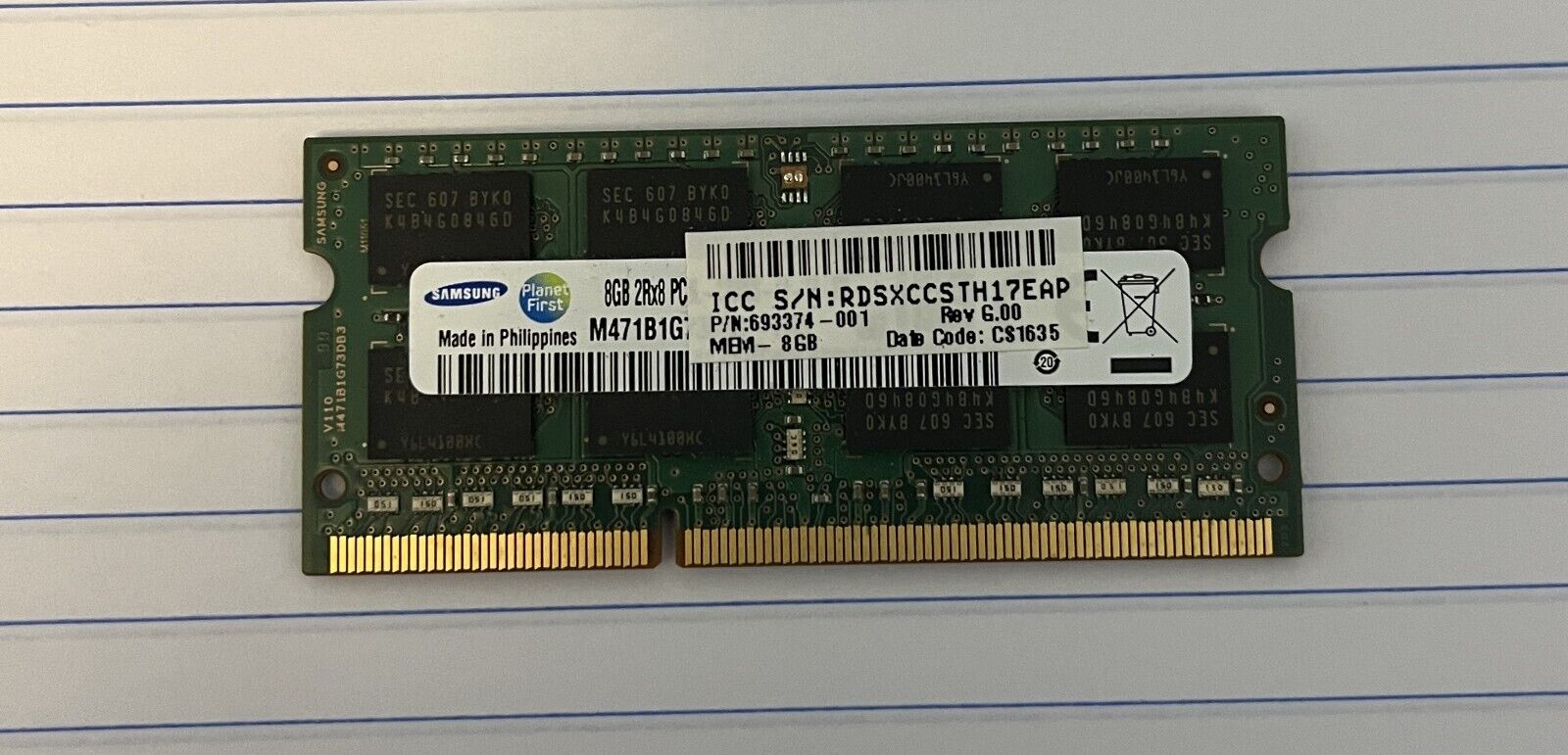Memory 8GB pulled from HP Folio 9470m/9480m (Samsung)