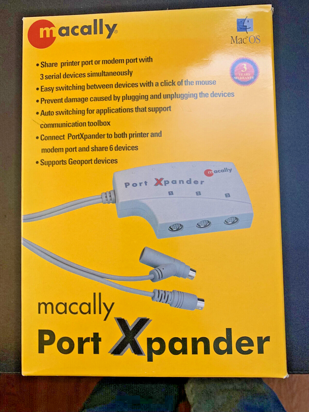 VINTAGE MACALLY PORT XPANDER ESS-03 Floppy Disks, User\'s Manual, Extra ADB Cable