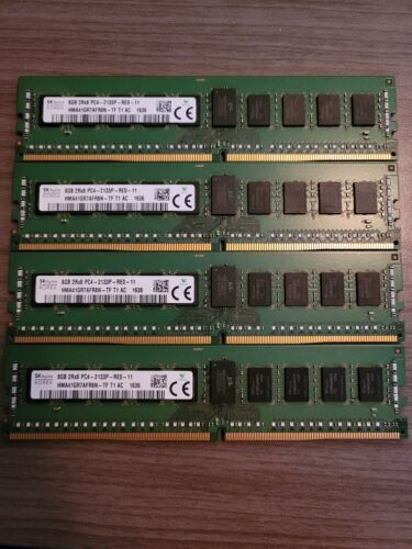 Lot Of 4x8GB (32GB) SK Hynix 2Rx8 PC4-2133P ECC DDR4 Memory HMA41GR7AFR8N