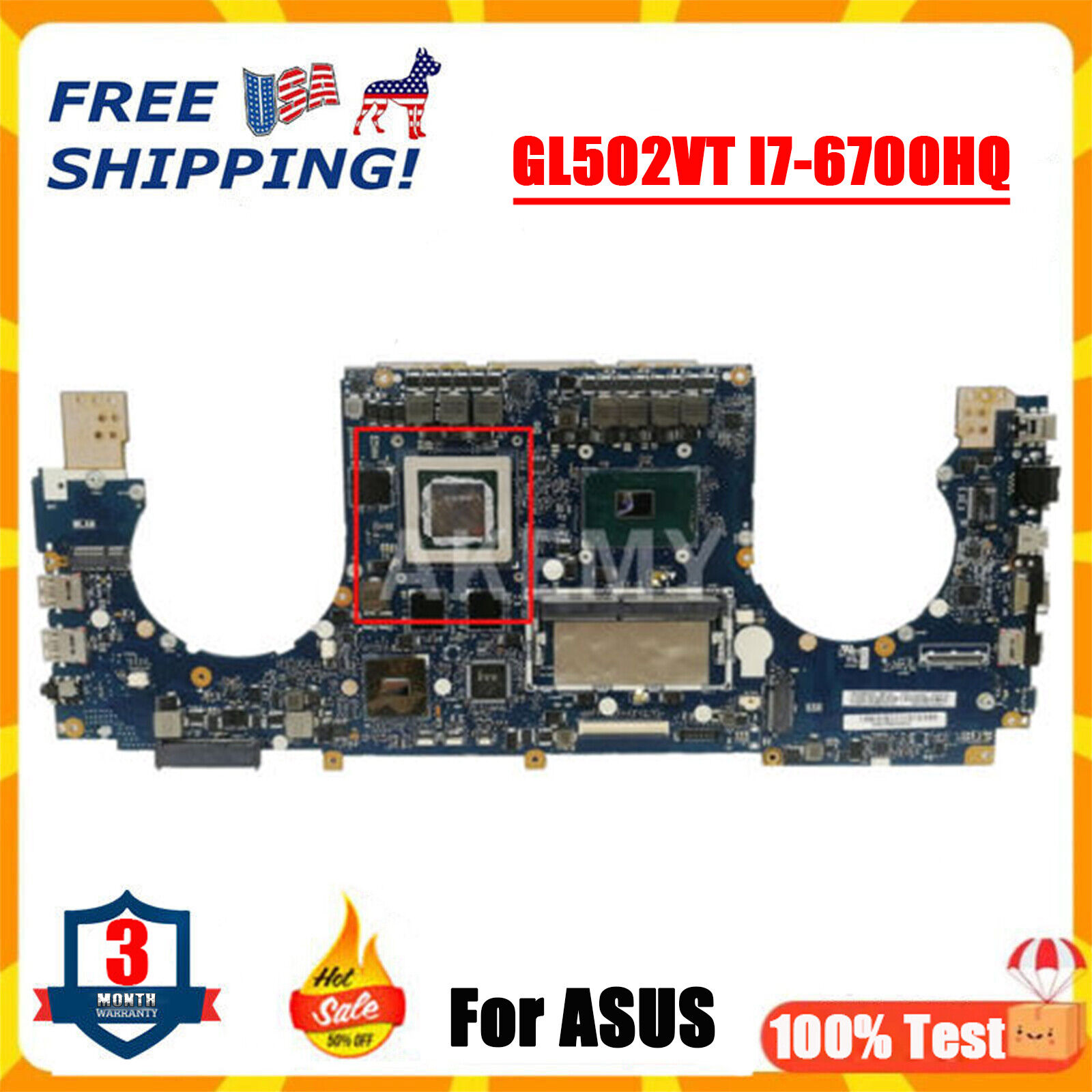 GL502VT Motherboard For ASUS ROG GL502V W/ I7-6700HQ GTX970M 8GB Mainboard V3G