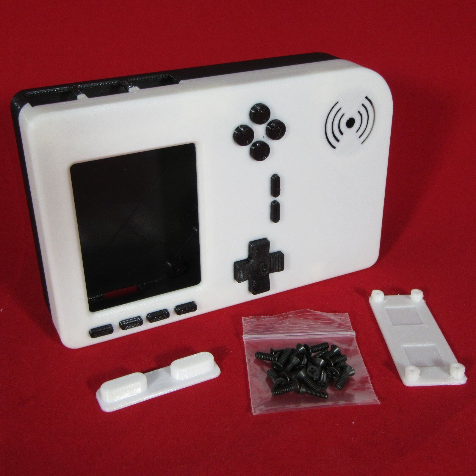 PiGRRL 2 White & Black Game Boy Case with Buttons & Screws for Raspberry Pi 2/3 
