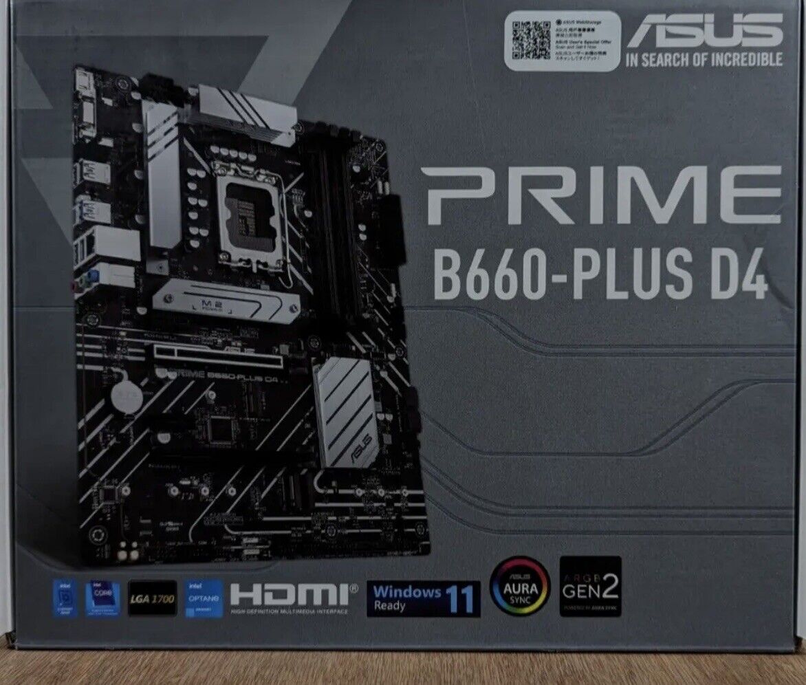 T ASUS Prime B660-Plus D4 LGA 1700 ATX Intel Motherboard NEW OPEN BOX