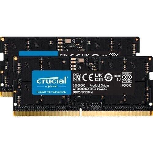 Crucial 64GB Kit Sodimm 2 x 32GB 262-Pin DDR5 4800 PC5-38400 Laptop Memory