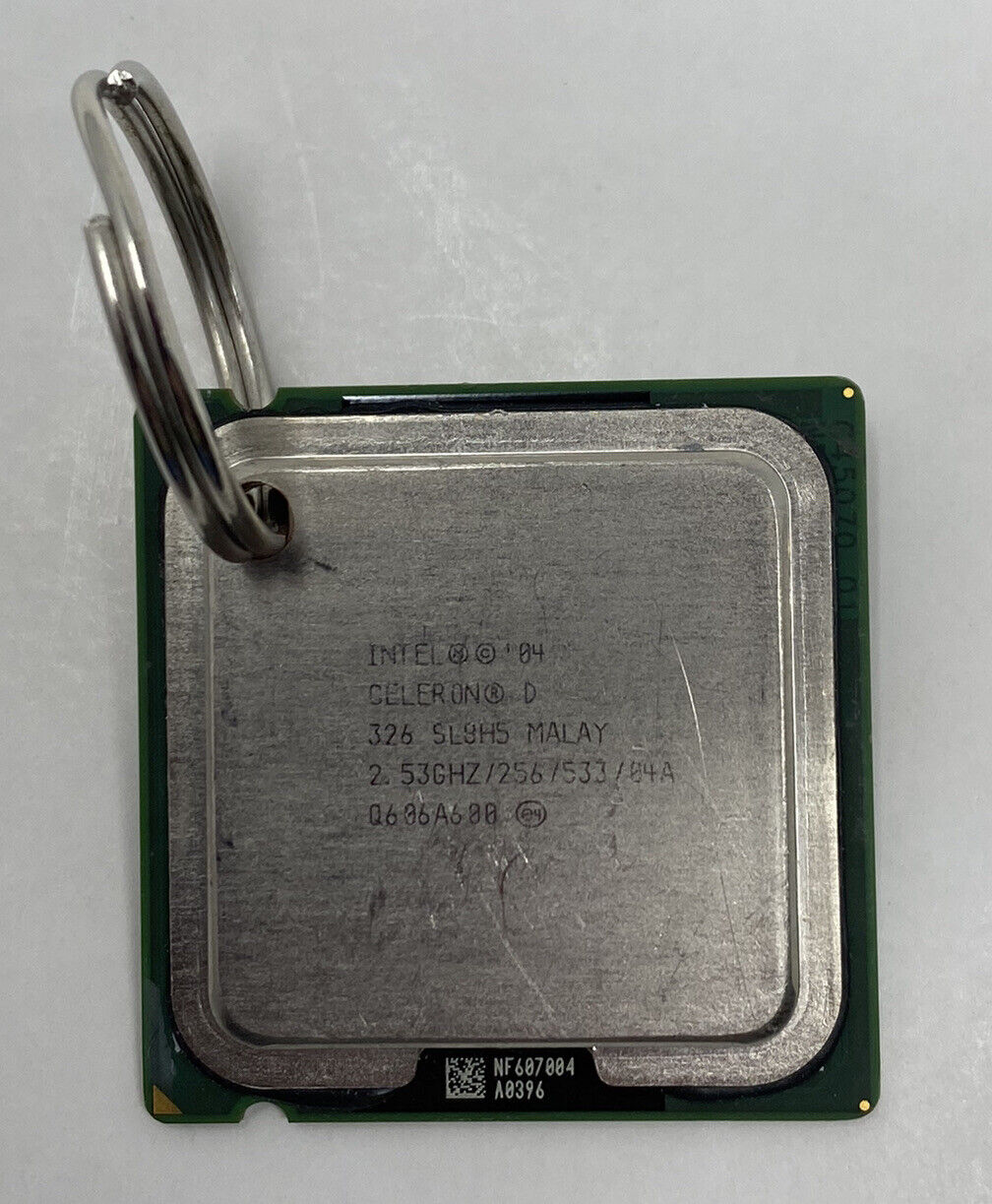 Intel CPU Keychain With Sanded Edges And Keyring Attached Custom W/Real CPUs