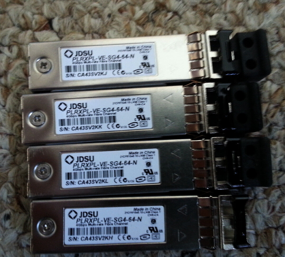 Lot of 4 JDSU PLRXPL-VE-SG4-64-N 4Gbps Multi-Rate Fibre Channel SFP