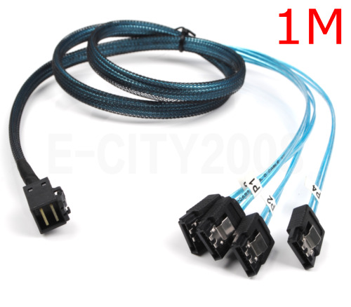 Mini SAS SFF-8643 to 4 SATA 7-pin Hard Disk 6Gbps data Server RAID 1M Blue Cable