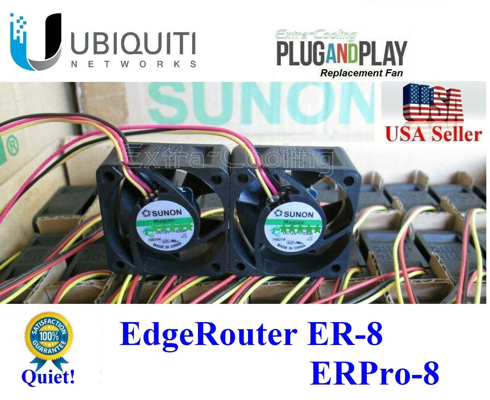 2x Quiet Version Replacement Fans for EdgeRouter ER-8 or ERPro-8 Low Noise