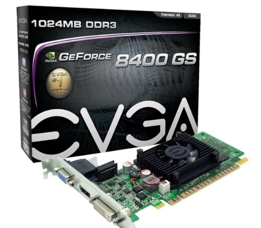 EVGA 1GB GeForce 8400 GS DirectX 10 64-Bit DDR3 PCI Express 2.0 x16 HDCP Ready