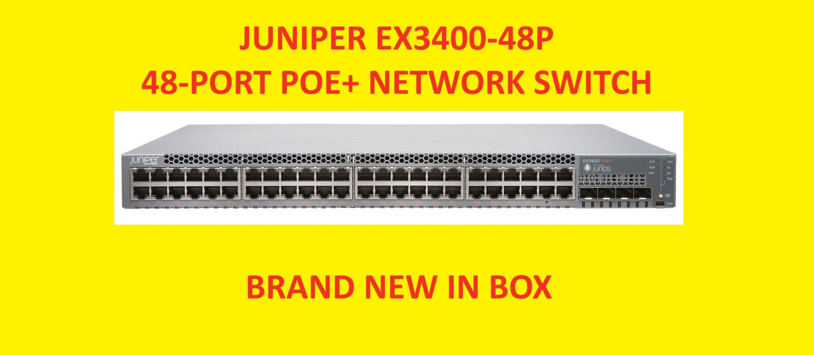 🍀 NEW SEALED Juniper Networks EX3400-48P 48-Port Gigabit PoE+ Switch LOT AVAIL