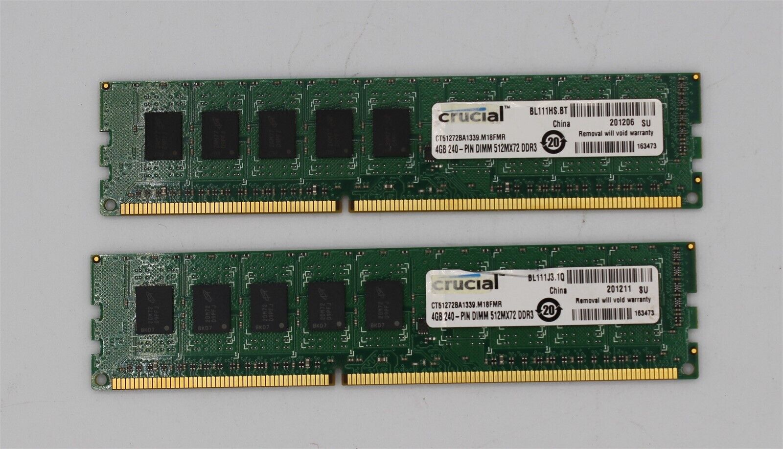Crucial Ram 4 GB x2 - 240 PIN DIMM 512MX72 DDR3 - Non ECC