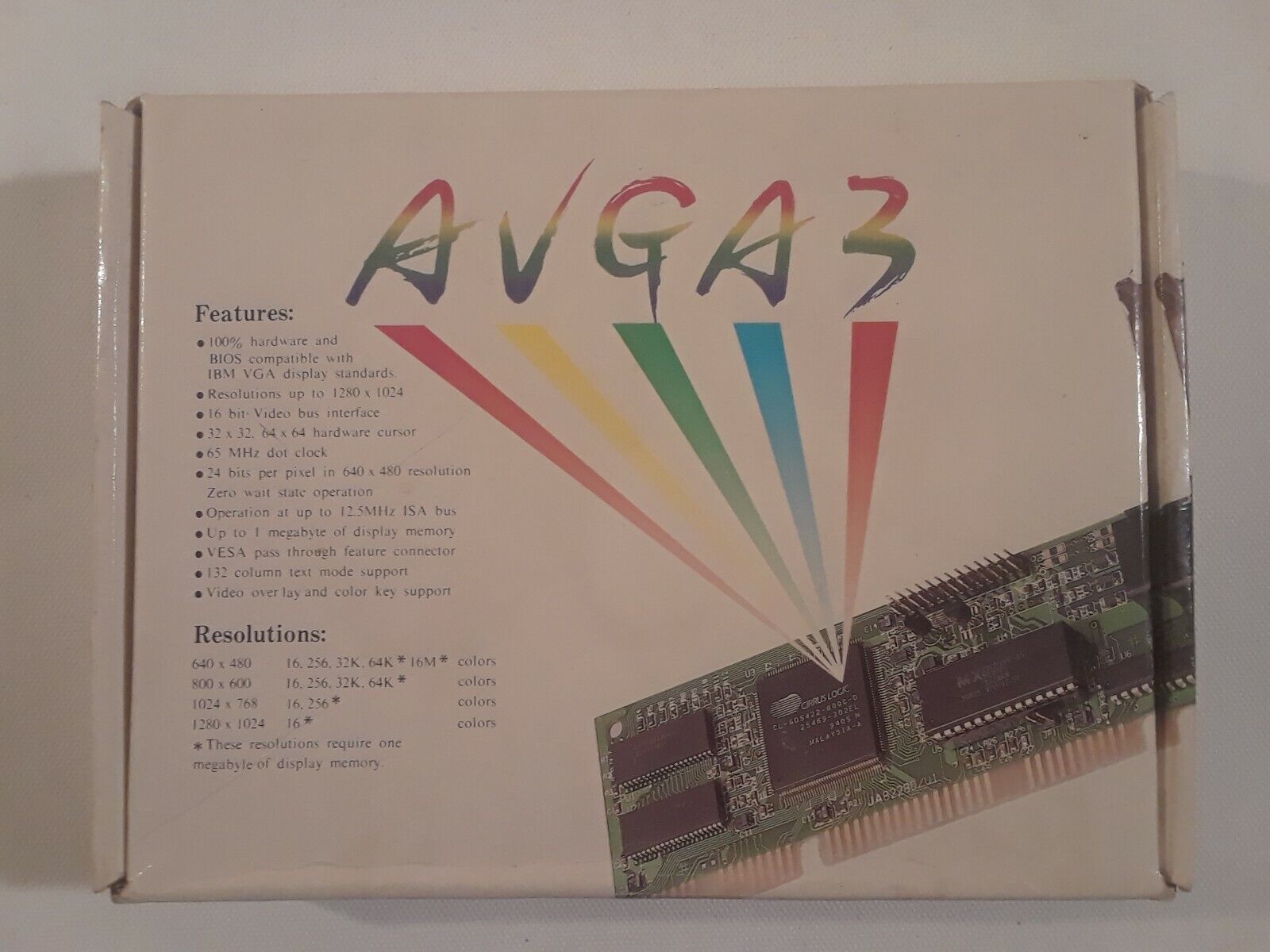 Vintage 5422 VGA Graphics Adapter Card, AVGA3, Original Box+Manual+Floppy, Rare