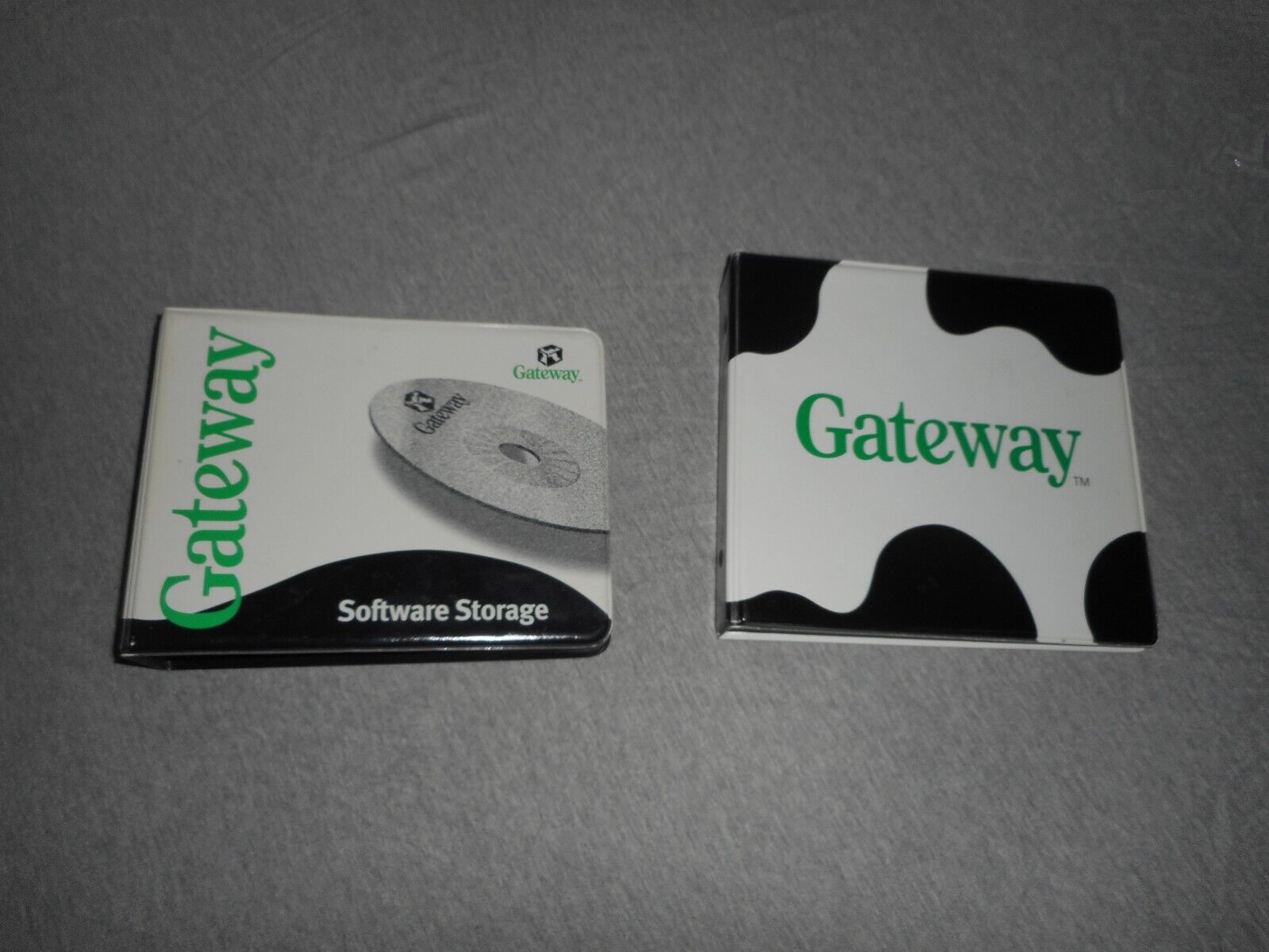 Vintage Gateway Software Disc Storage Binder Lot of 2 - COWHIDE PRINT - RARE