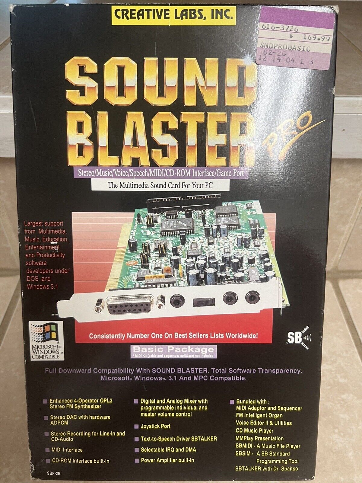 Creative Sound Blaster Pro 2 (CT 1600) Basic - ISA Vintage Sound Card - Open Box