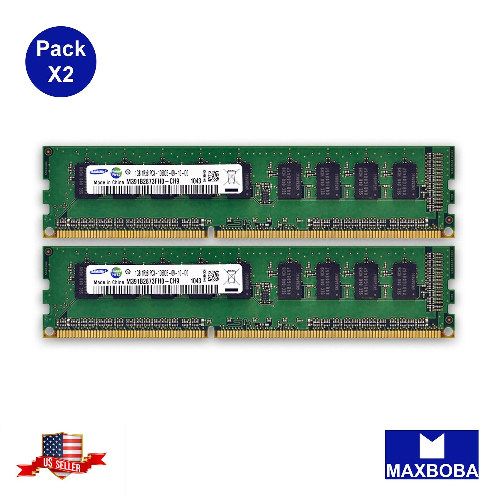 Samsung Memory 2GB (2x 1GB) Desktop 1RX8 PC3-10600U DDR3 RAM M378B2873FH0-CH9