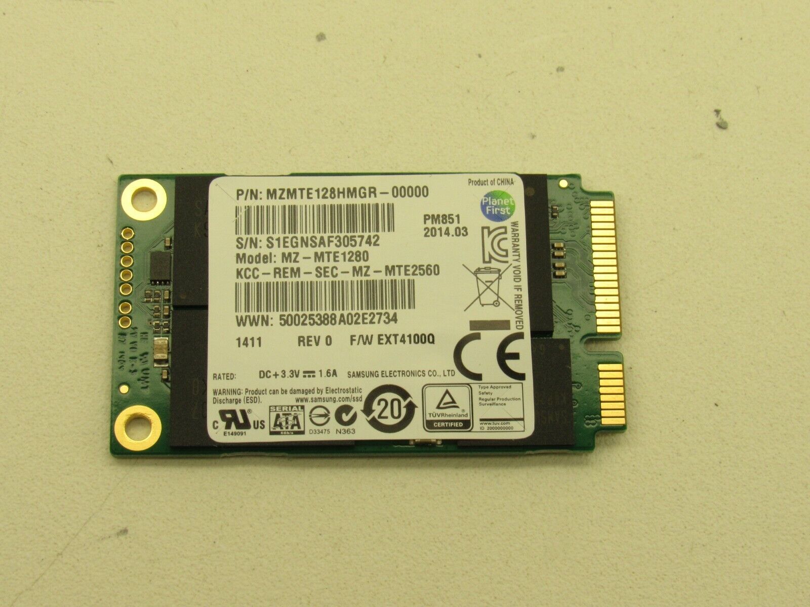 Samsung 128GB mSATA SSD Solid State Drive MZMTE128HMGR-00000 MZ-MTE1280