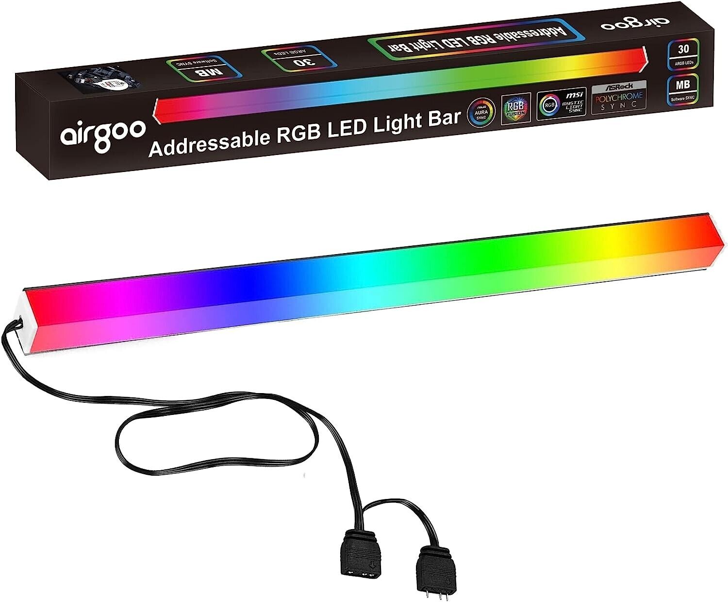 Addressable RGB LED Magnetic Strip for PC Gaming Case, 0.98ft 30LED for 5V 3-pin