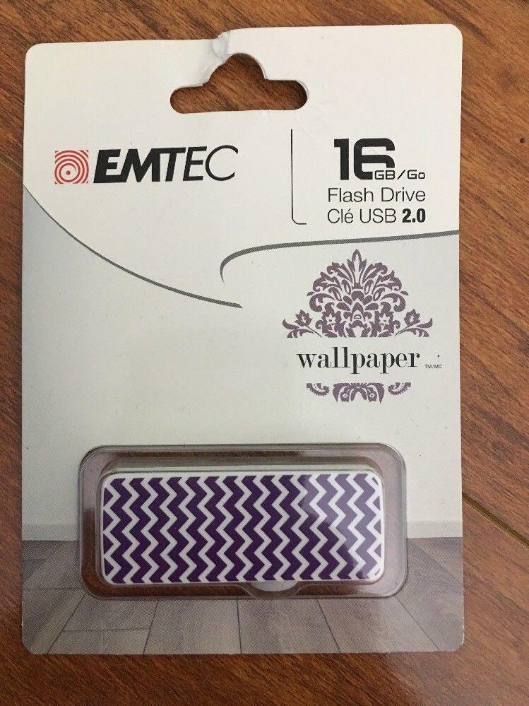 Emtec Flash Drive Wallpaper 16 GB Storage White Purple Zigzag USB 2.0 P