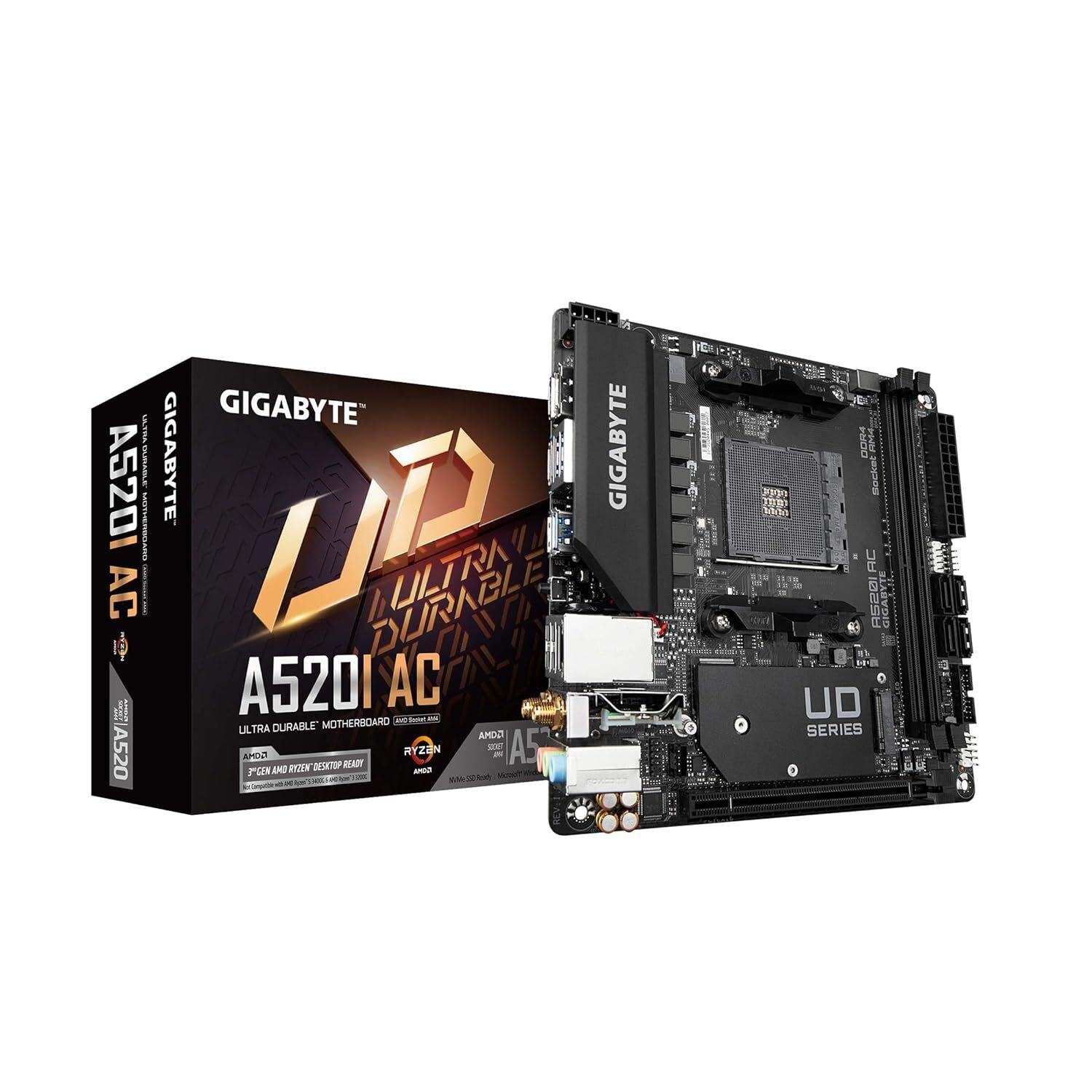 Gigabyte A520I AC (AMD Ryzen AM4/Mini-ITX/Direct 6 Phases Digital PWM with 55A