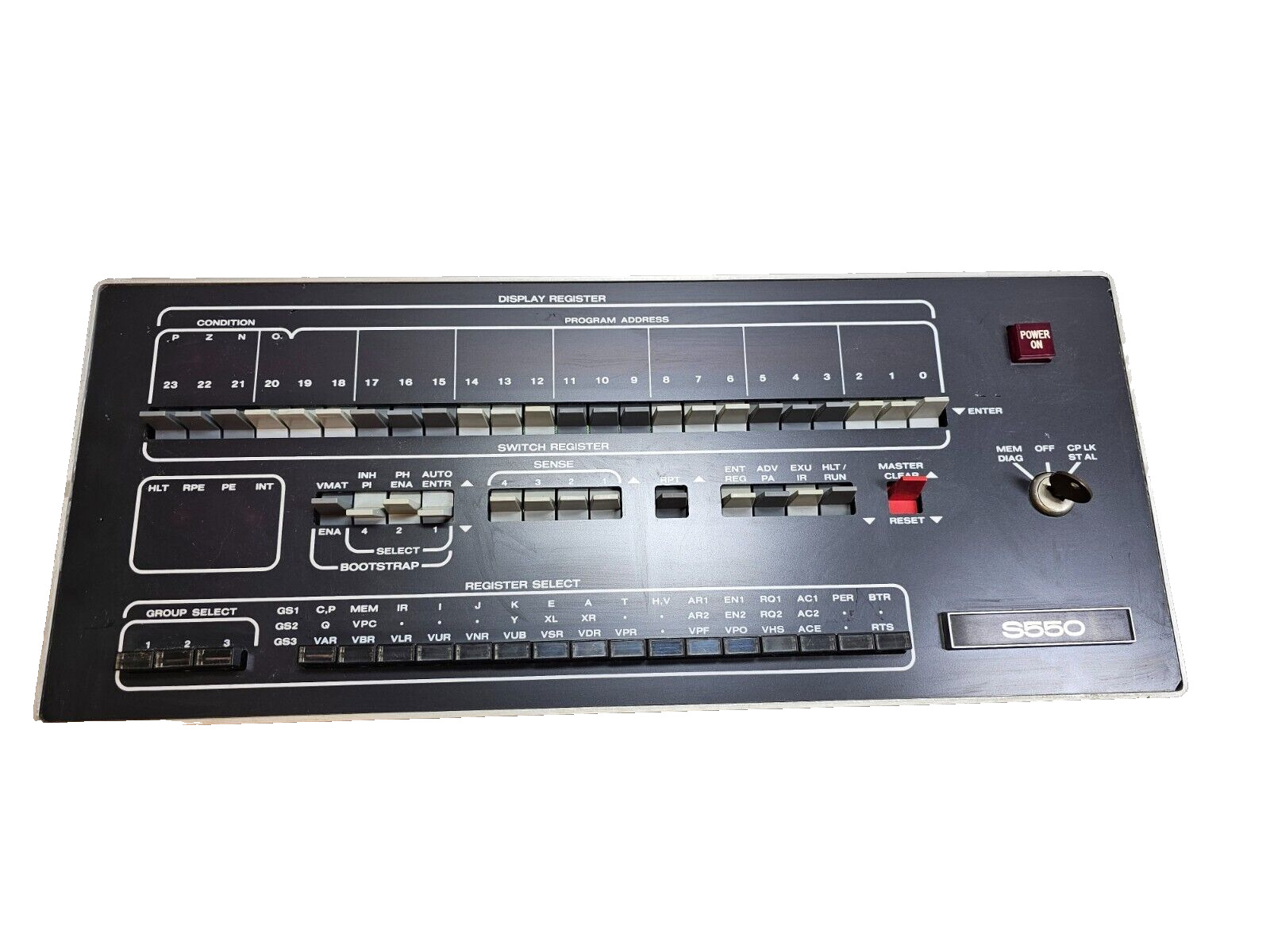 Vintage Harris S550 Front Control Panel Console w/ Key, DEC PDP