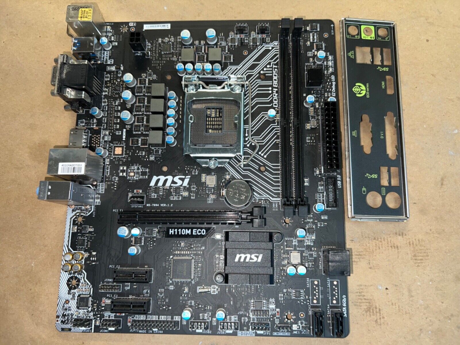 MSI H110M ECO Intel LGA1151 DDR4 M-ATX Micro ATX Motherboard w/Faceplate TESTED