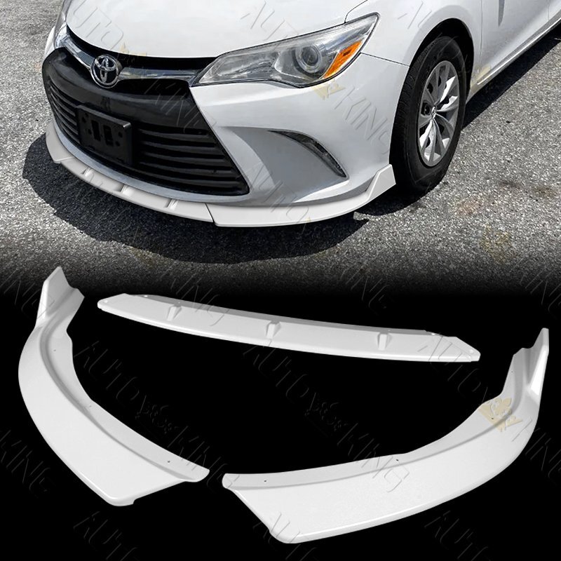 Painted White Front Bumper Lip Splitter 3-Piece Kit - Universal Sport Styling By Racing Gear