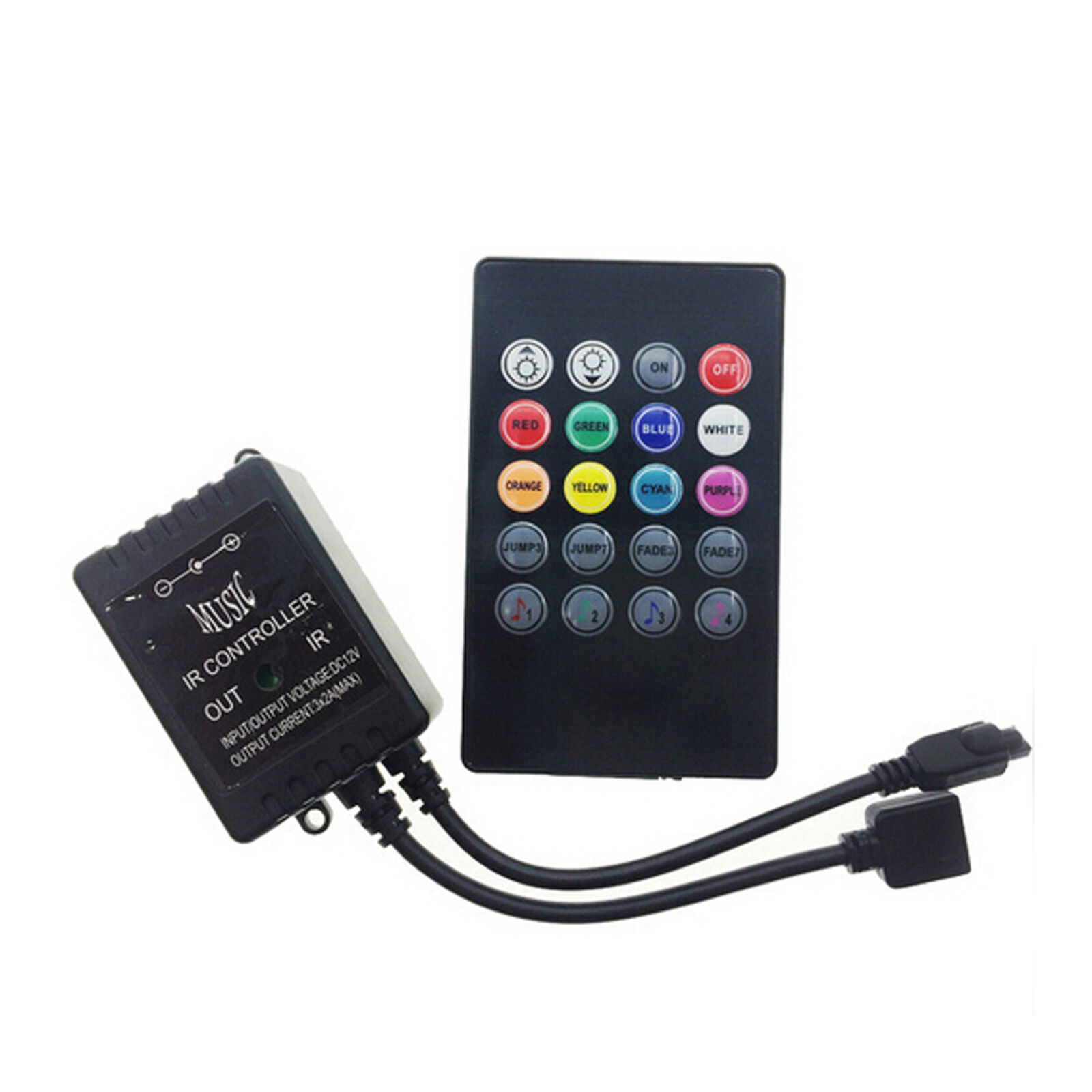 12V Music Sound Activated Controller For RGB LED Light Strip 20 Key Remote US