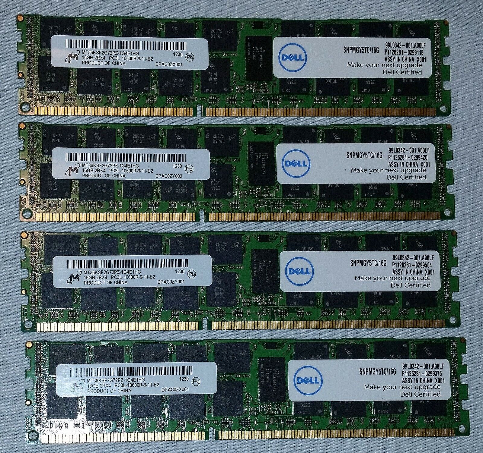 Micron (4 X 16GB) 64GB 2Rx4 PC3L-10600R-09-11-E2 Registered ECC Memory DDR3