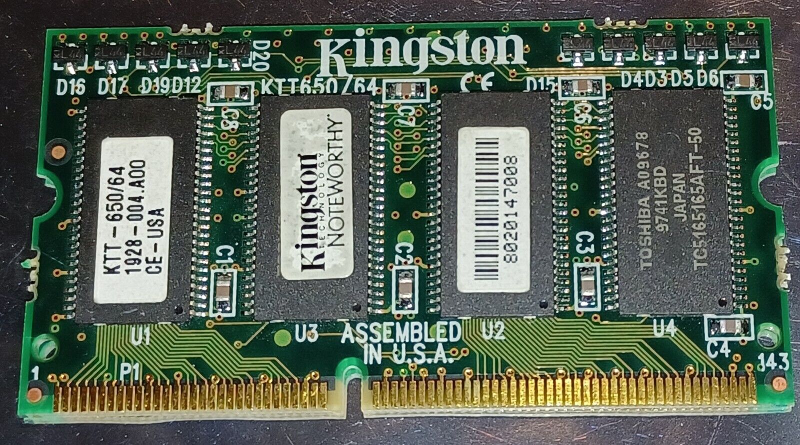 Kingston KTT-650/64, 64MB EDO non-ECC 60ns 144-Pin Double-Sided SODIMM 