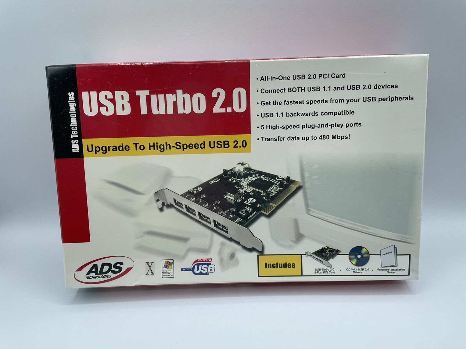 NEW SEALED VINTAGE ADS Technologies USB Turbo 2.0 PCI Card USBX-2000 DEADSTOCK