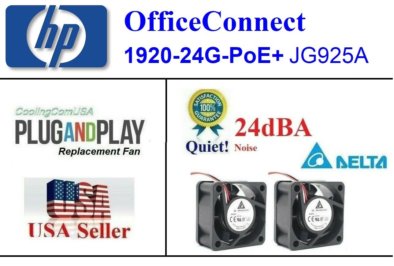 Pack 2x *Quiet* Replacement Fans for HP OfficeConnect 1920-24G-PoE+ (JG925A)