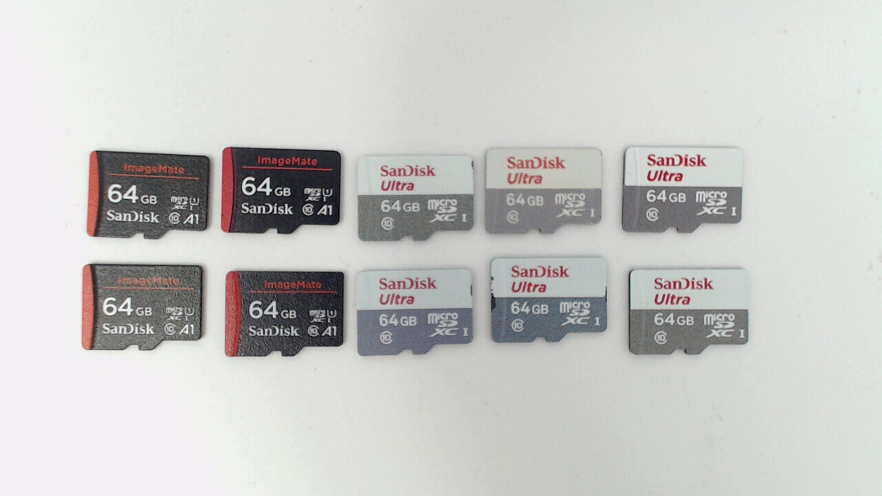 Lot of 10 - 64GB Sandisk Ultra & Imagemate Micro SD Memory Cards