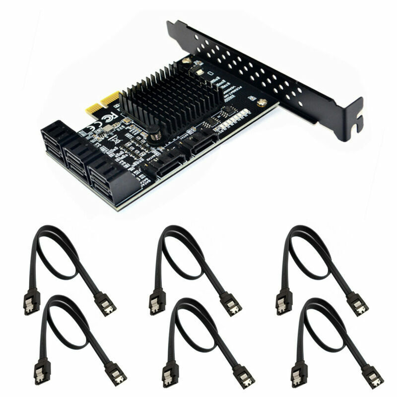 XT-XINTE PCI-E 2X 4X 8X 16X PCI-E to SATA 3.0 8-Port Expansion Adapter+6 Cables