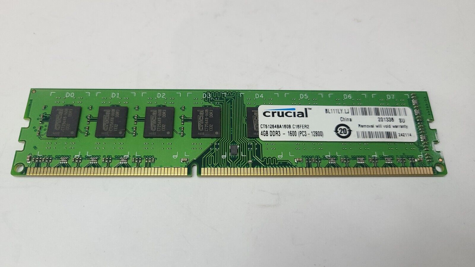 Crucial 4GB DDR3 1600MHz PC3-12800 Desktop Ram | CT51264BA160B.C16FER2 | Tested