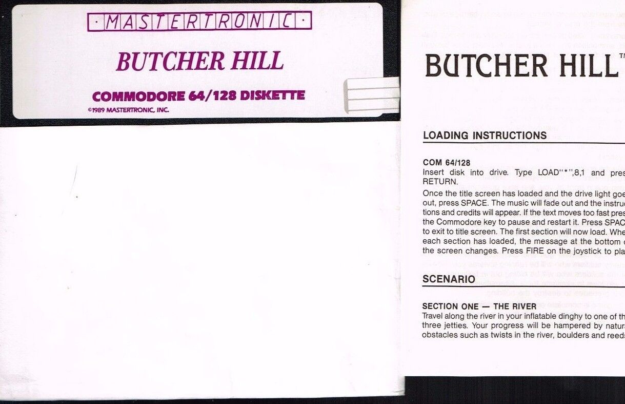 BUTCHER HILL BY MASTERTRONIC  DISK AND MANUAL COMMODORE 64/128 Tested Runs