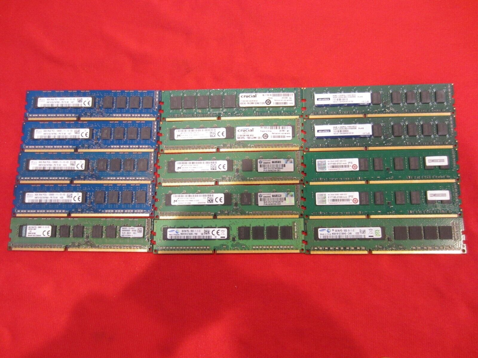 Lot of 15pcs Samsung,SKhynix,Micron 8GB PC3-10600E/12800E  ECC Desktop Memory