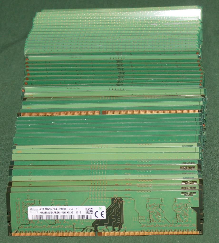 Lot of 48 PC4 4GB Mixed Desktop RAM, mostly PC4-2400T