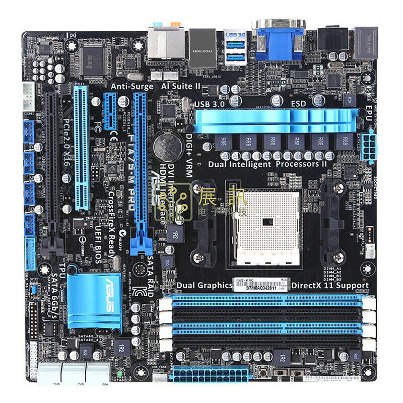 For ASUS F1A75-M PRO Motherboard FM1 A75 DDR3 Mainboard Tested