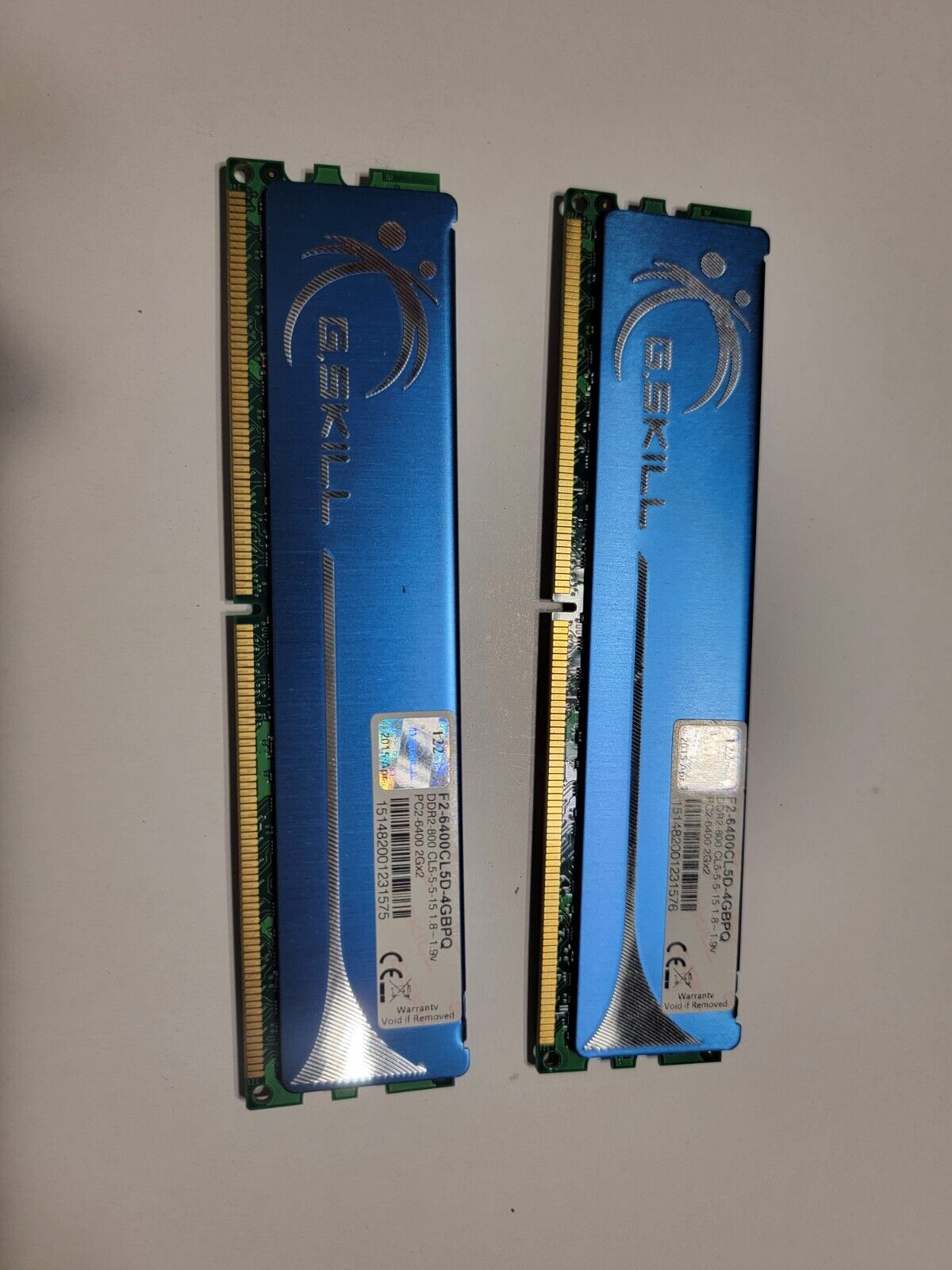 PAIR G.Skill 4GB Kit (2x2GB)  DDR2-800 MHz DIMM RAM F2-6400CL5D-4GBPQ WORKS
