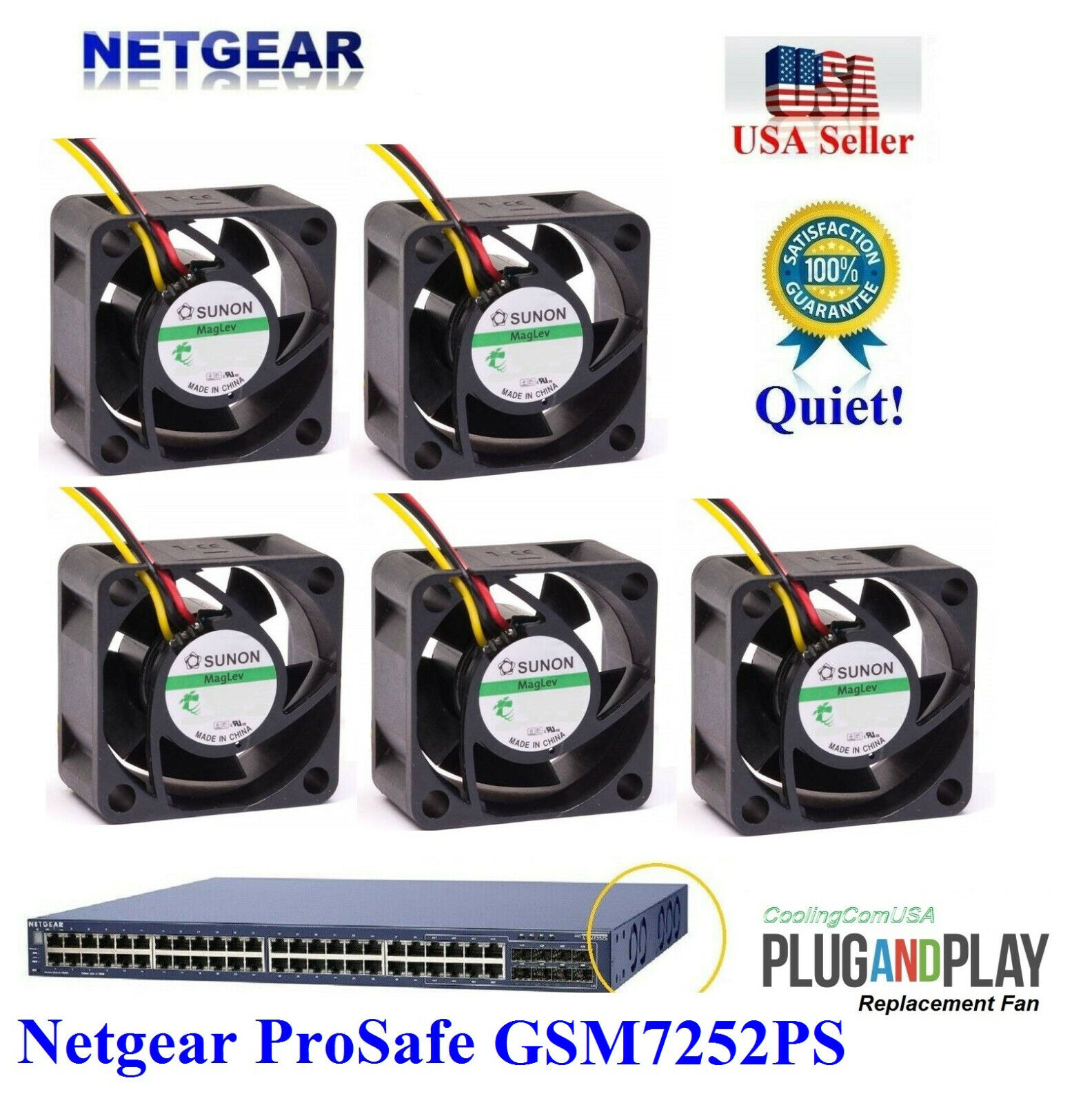 Pack of 5x Quiet replacement fans for Netgear ProSafe GSM7252PS Best Home Office
