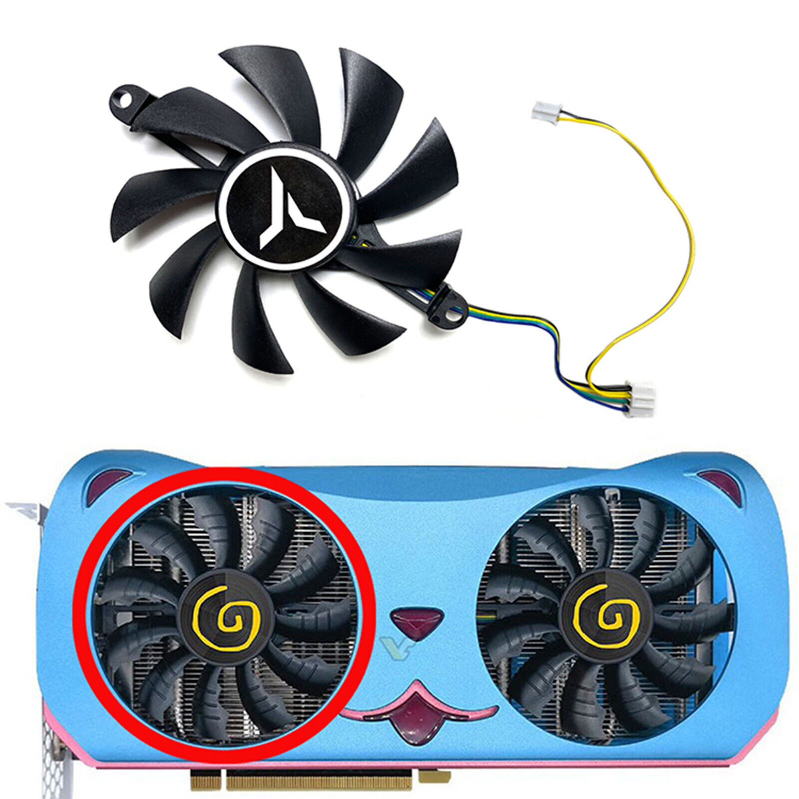 Graphics Card Cooling Fans Spare Part for YESTON GeForce RTX4060ti 8GB CUTE PET