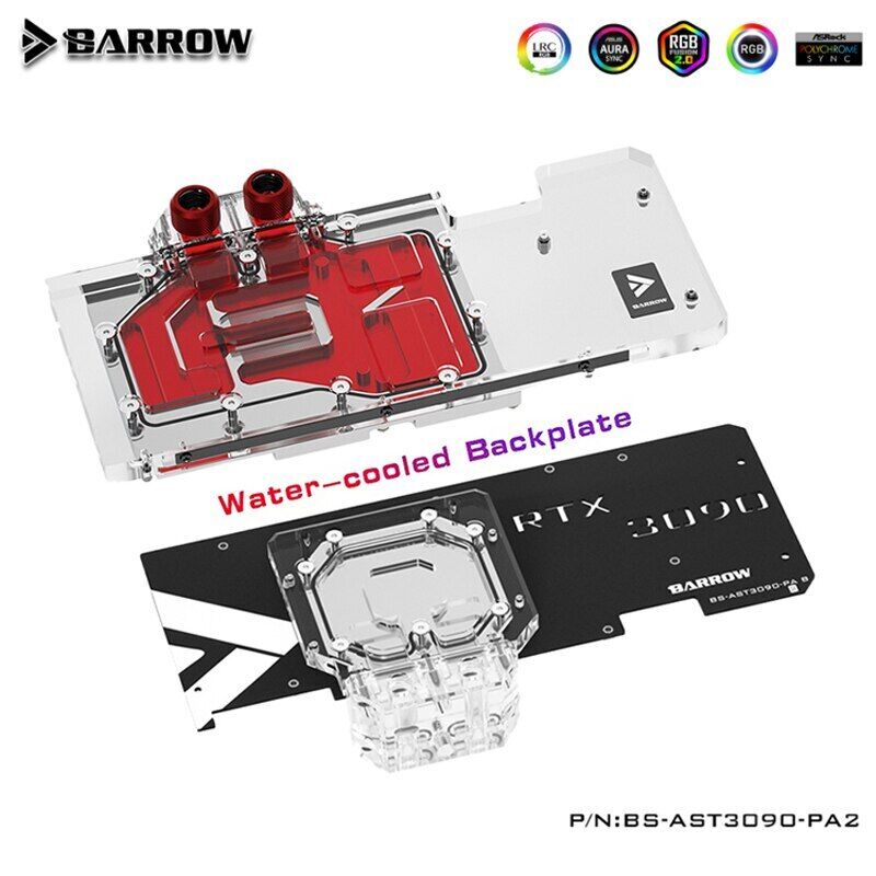 Barrow GPU Water Block w/Backplate for ASUS TUF RTX 3090 3080Ti 3080 GAMING ARGB