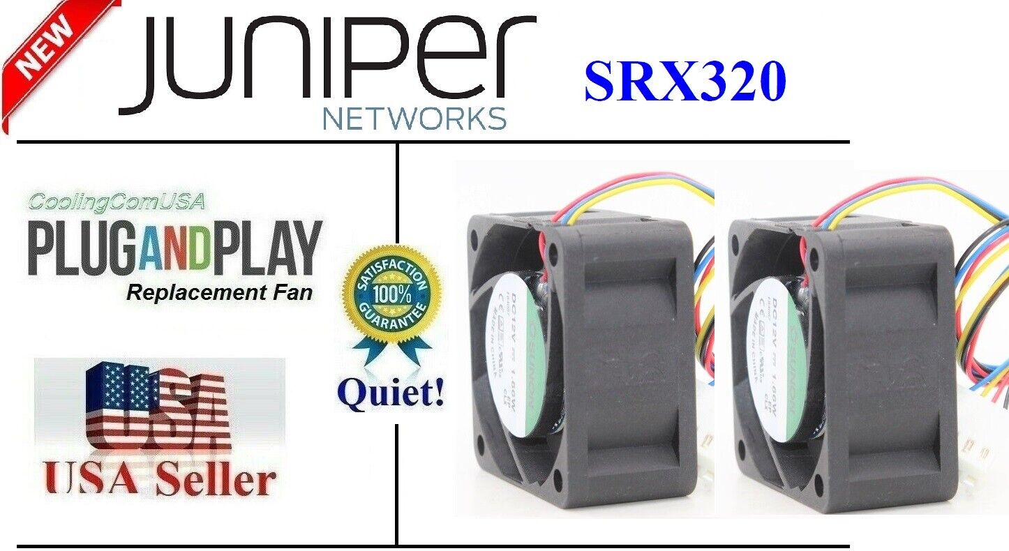 2x Quiet Replacement Fans for Juniper Networks SRX320 