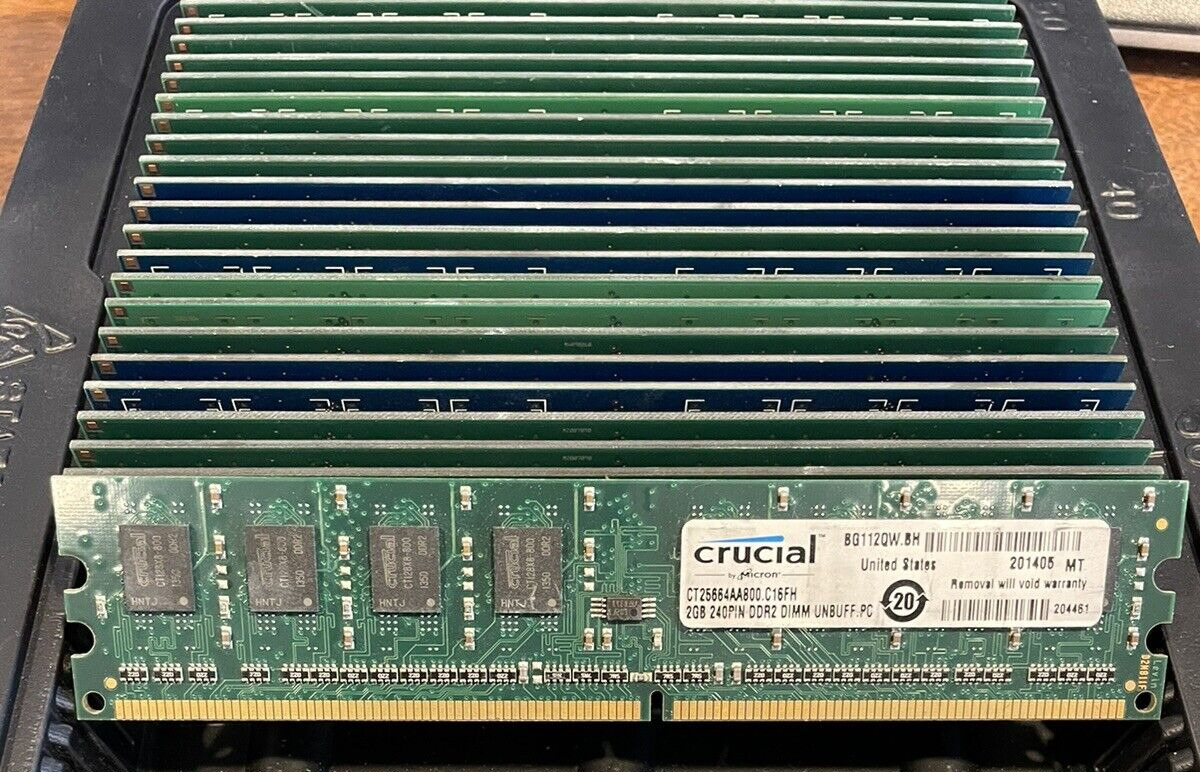 Lot of 50 - Mixed Brands 2GB 2RX8 PC2-6400U/5300U DDR2 Desktop RAM - TESTED