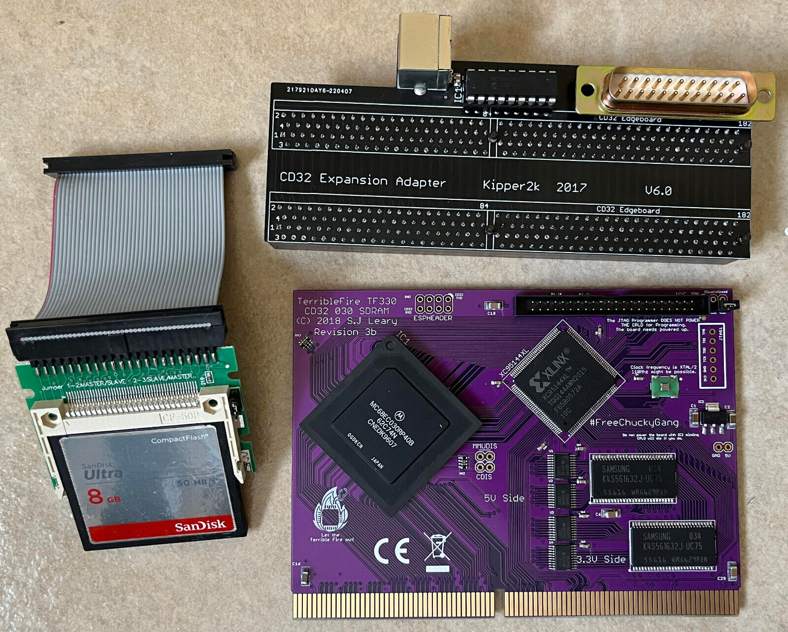 TF330: an Amiga CD32 expansion set with 68030, 128MB RAM, IDE interface, CF card